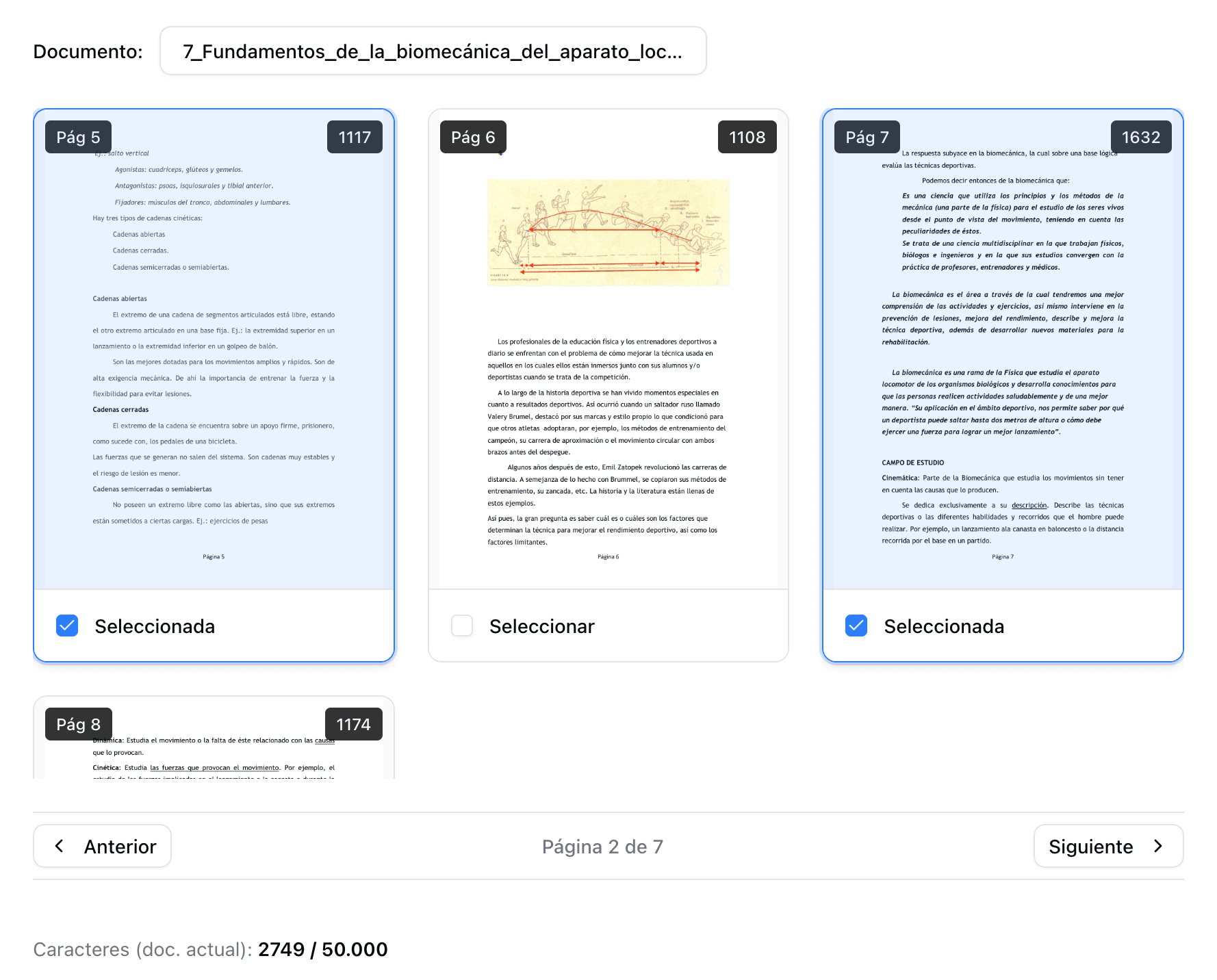 Selecciona las páginas que quieres estudiar